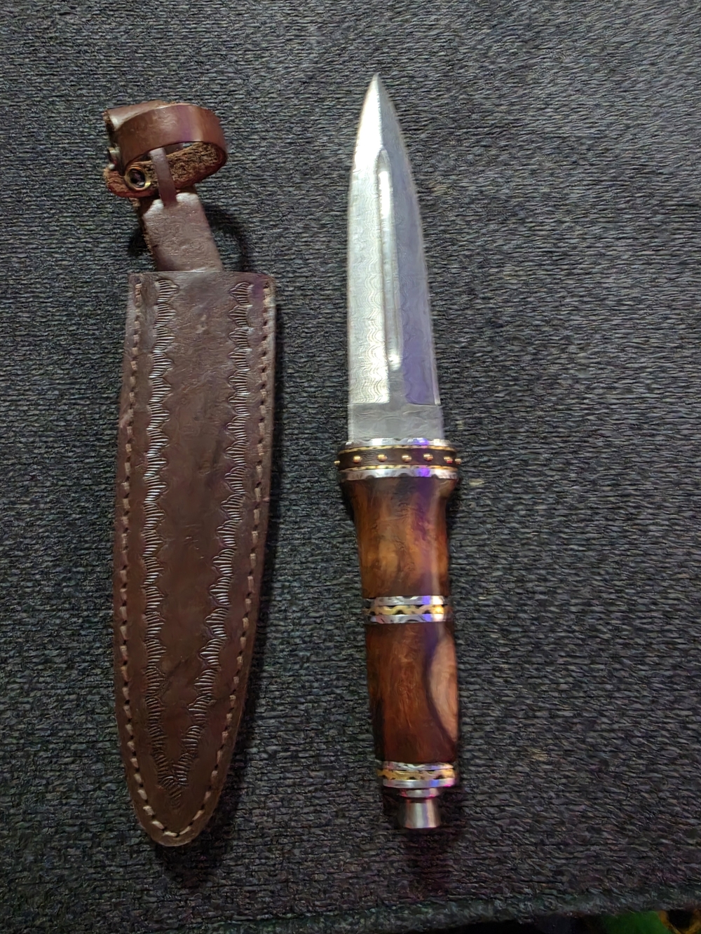 Handcrafted Scottish Sgian Dubh Dagger with Leather Sheath
